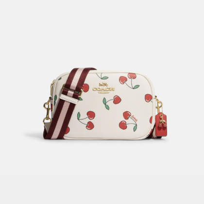 Jamie Camera Bag With Heart Cherry Print