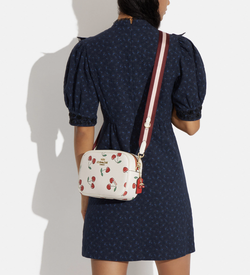 Jamie Camera Bag With Heart Cherry Print