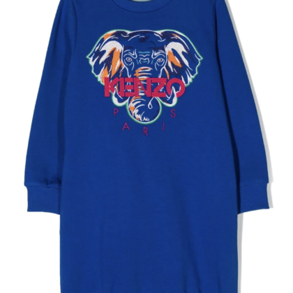 Kenzo Kids logo-embroidered cotton sweatshirt dress