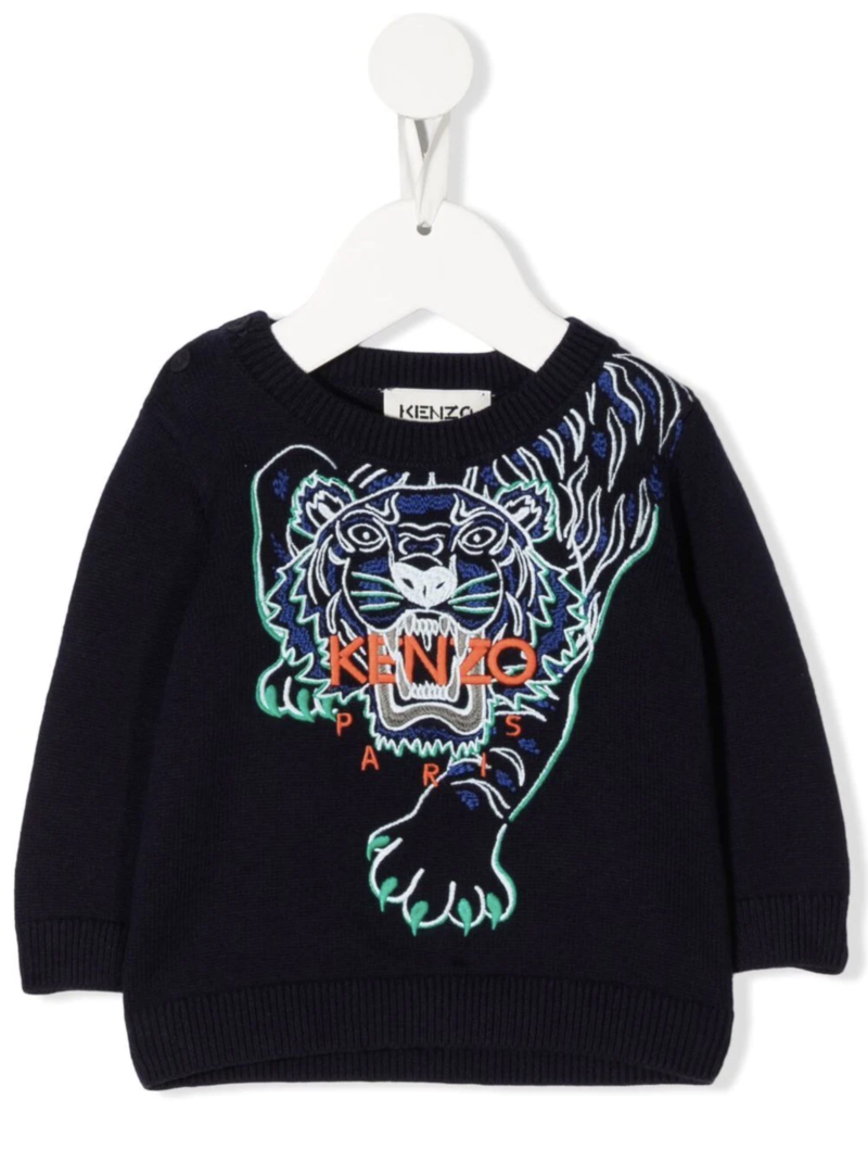 "Kenzo Kids Seasonal-Tiger Embroidered Jumper"